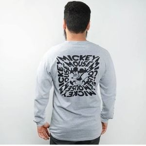 Vans Shirts Men's Grey Long Sleeve T Shirt Vans Disney Mickey Mouse